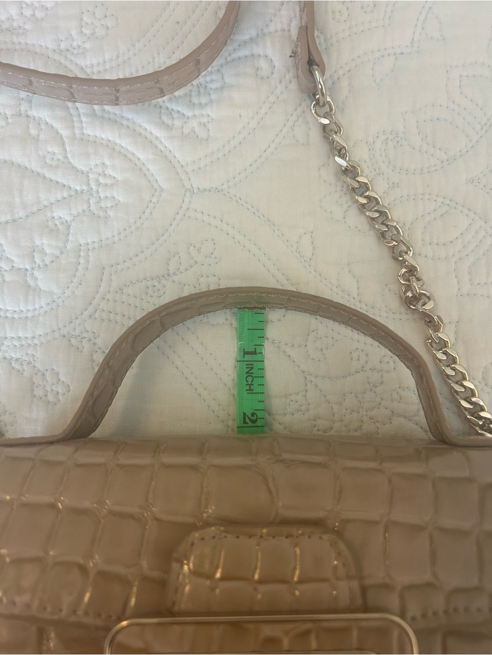 Zara Nude Croc-Embossed Mini Top Handle Bag with Chain Strap - Picture 7 of 8